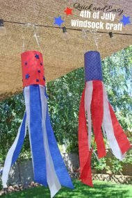Here is a quick and easy craft that can be turned into a fun BBQ decoration. The kids will love making this 4th of July Windsock Craft.